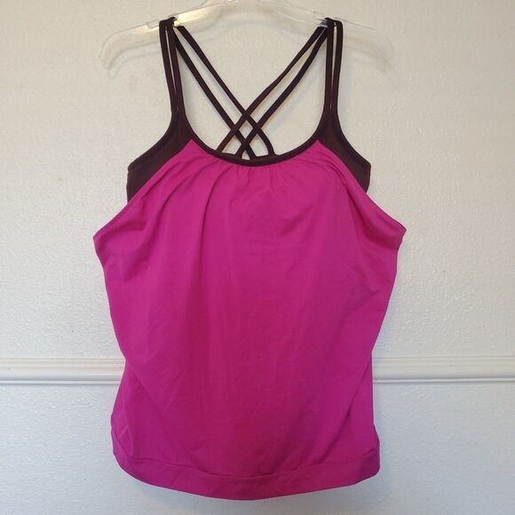 Athleta Tank Top Hidden Agenda Tank Top Berry Currant Size L Pink Brown - Picture 1 of 13